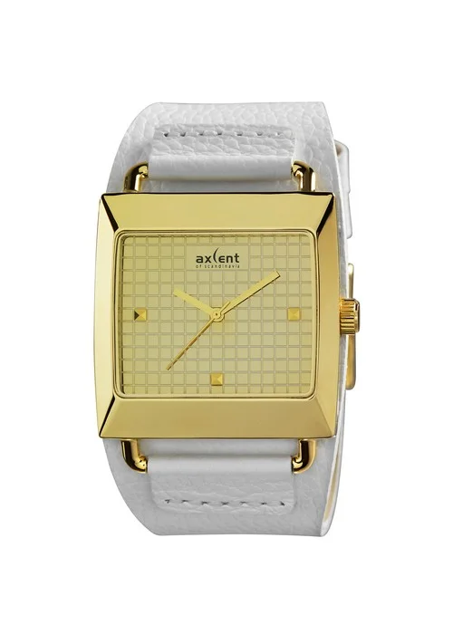 Axcent_Montre_IX80202_741.jpg | Bracelet blanc - Boitier doré - Cadran doré