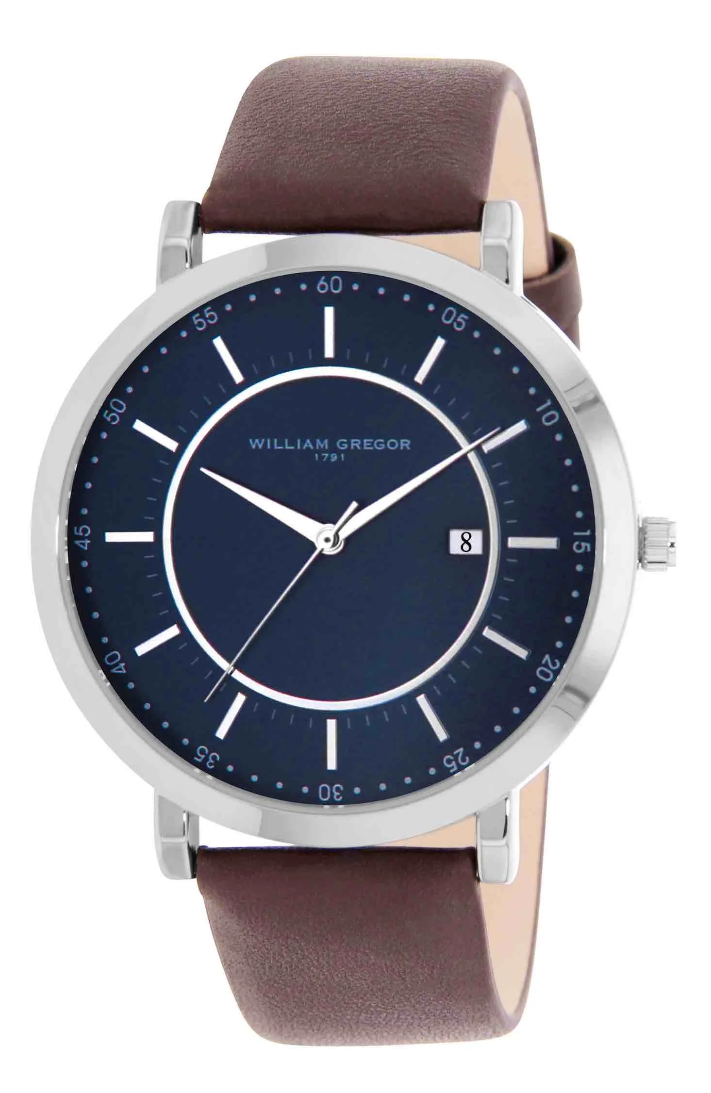 william_gregor_montre_bwg10021_205.jpg Bracelet marron - Boitier argent - Cadran bleu
