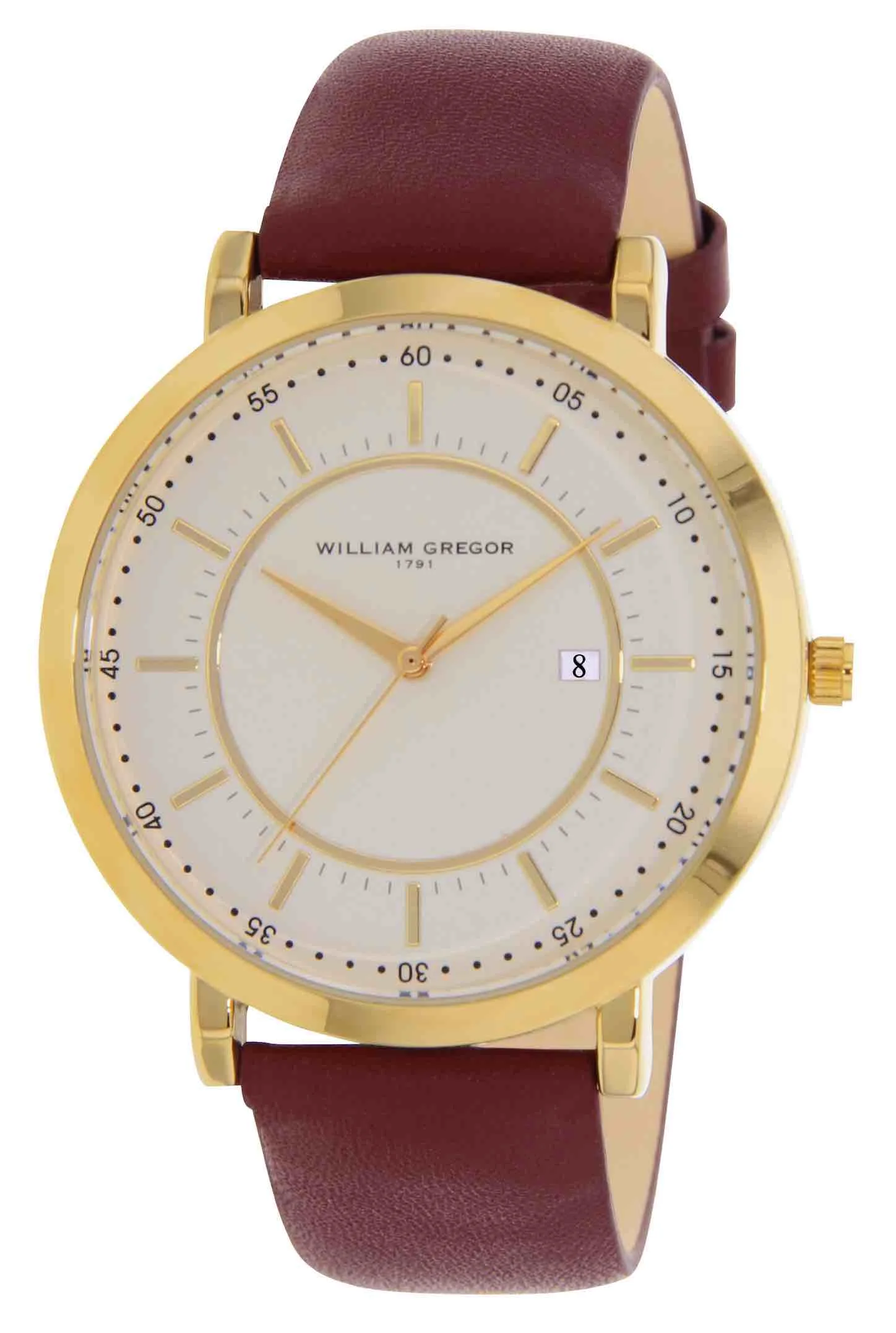 william_gregor_montre_bwg10021g_101.jpg Bracelet bourgogne - Boitier dore - Cadran blanc