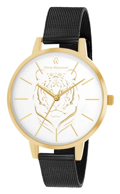 femme_montre_olivia_westwood_bow10004_314.jpg | Bracelet noir - Boitier doré - Cadran blanc