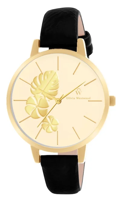 femme_montre_olivia_westwood_bow10002_101.jpg | Bracelet noir - Boitier doré - Cadran doré