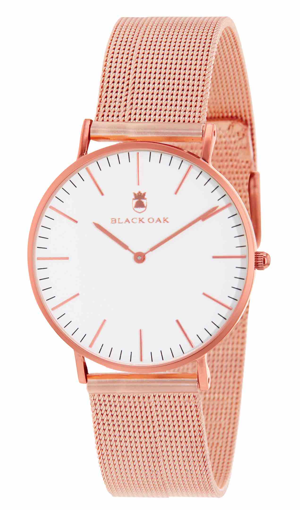 montre femme black oak BX42004R-801 | Bracelet or rose - Boitier or rose - Cadran blanc