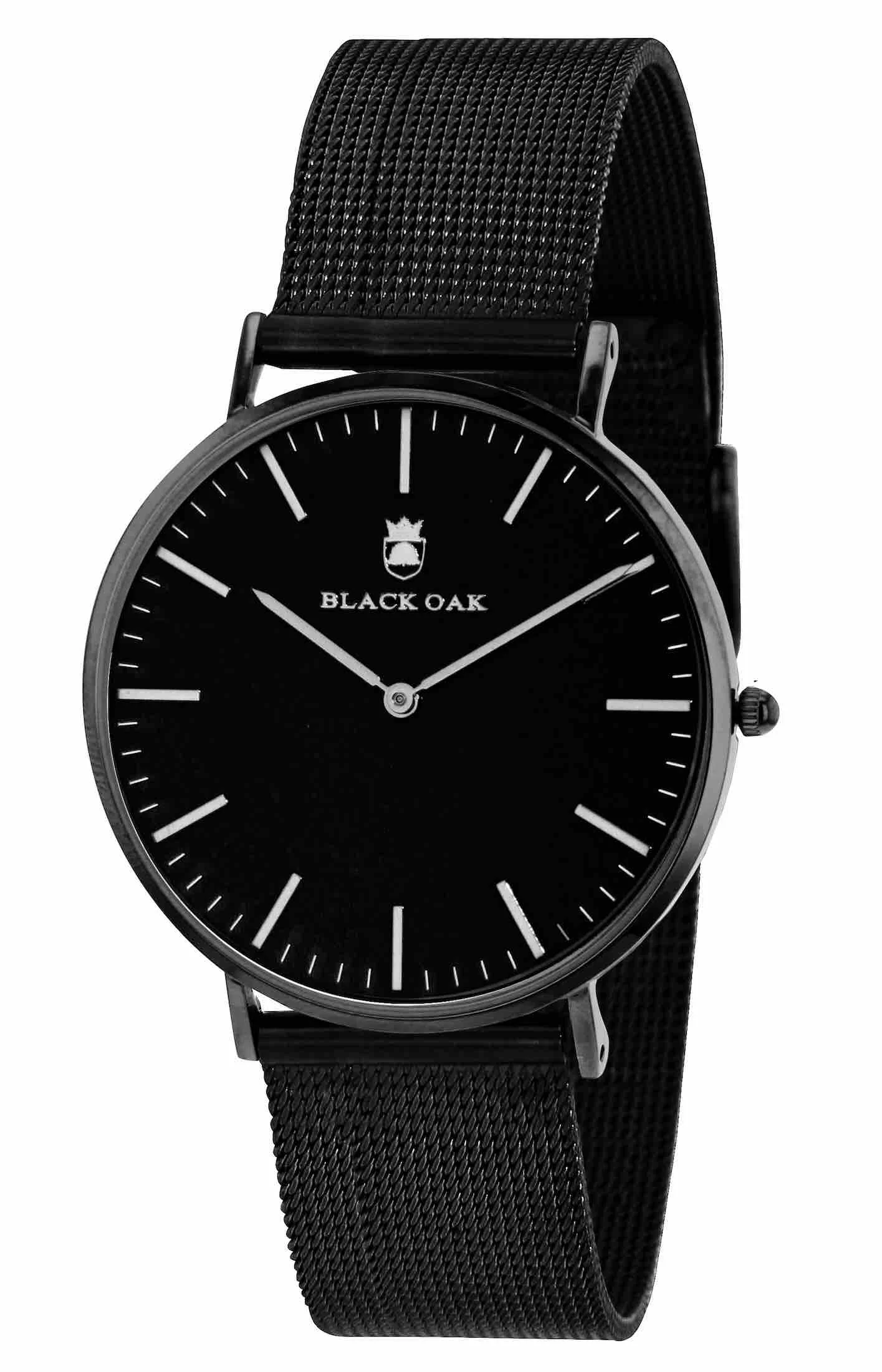 black oak montre femme | Bracelet noir - Boitier noir - Cadran noir