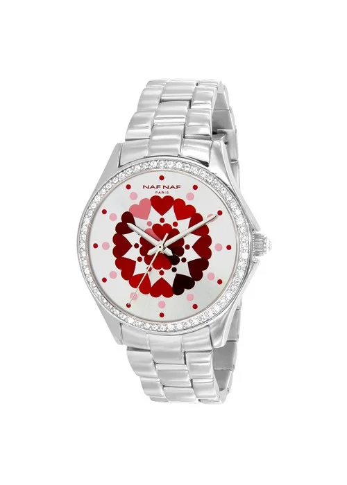 montre_femme_naf_naf_N10024_011.jpg | Bracelet argent - Boitier argent - Cadran rouge