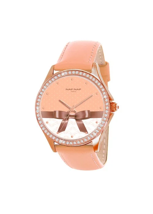 montre_femme_naf_naf_N10022_015.jpg | Bracelet corail - Boitier or rose- Cadran multicolore