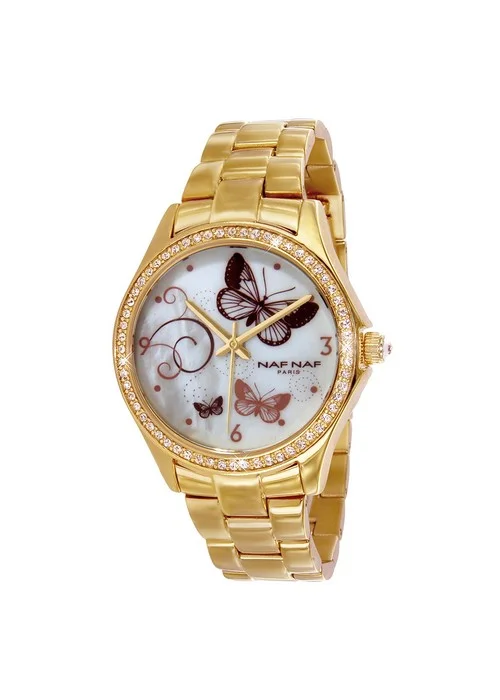 montre_femme_naf_naf_N10024_004.jpg | Bracelet doré - Boitier doré - Cadran blanc nacre