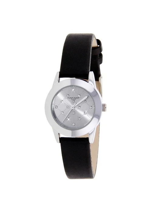 montre_femme_naf_naf_N10582_203.jpg | Bracelet noir - Boitier argent - Cadran argent