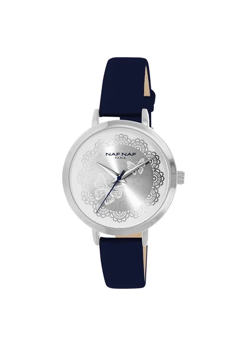 montre_femme_naf_naf_N10752_217.jpg | Bracelet bleu - Boitier argent - Cadran argent