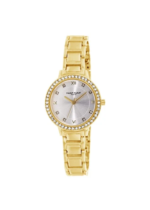 montre_femme_naf_naf_N10784_101.jpg | Bracelet doré - Boitier doré - Cadran argent