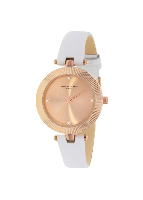 montre_femme_naf_naf_N10802_801.jpg | Bracelet blanc - Boitier or rose - Cadran or rose