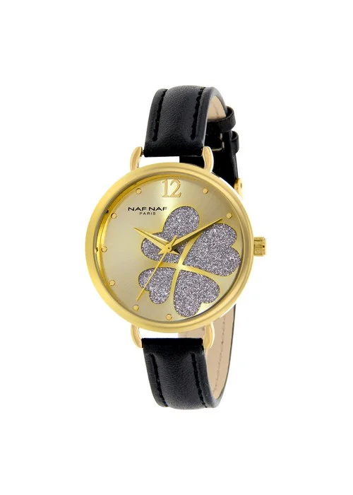 montre_femme_naf_naf_N10882_103.jpg | Bracelet noir - Boitier doré- Cadran doré
