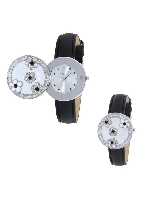 montre_femme_naf_naf_N10922_203.jpg | Bracelet noir - Boitier argent - Cadran argent