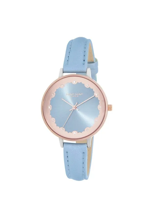 montre_femme_naf_naf_N10952_312.jpg | Bracelet bleu ciel - Boitier or rose - Cadran bleu ciel