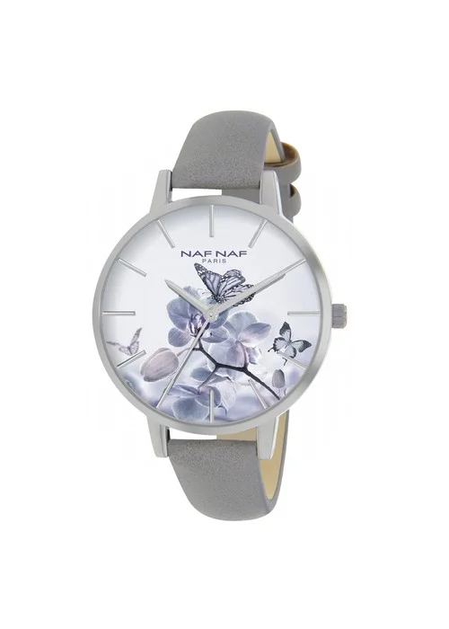 montre_femme_naf_naf_N10982_213.jpg | Bracelet gris - Boitier argent - Cadran blanc gris