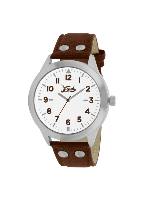 the_fresh_brand_montre_BFR50147_205.jpg Bracelet marron - Boitier argent - Cadran blanc