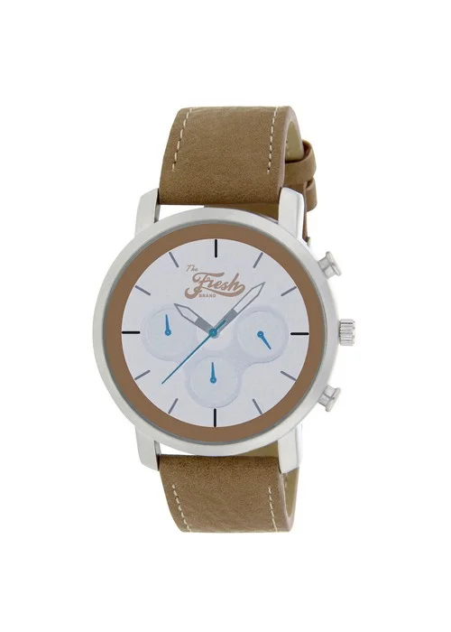 the_fresh_brand_montre_BFR50211_201.jpg Bracelet beige - Boitier argent - Cadran blanc et beige