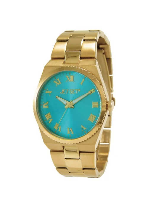 Jetset Montre 2 | Bracelet doré - Boitier doré - Cadran bleu