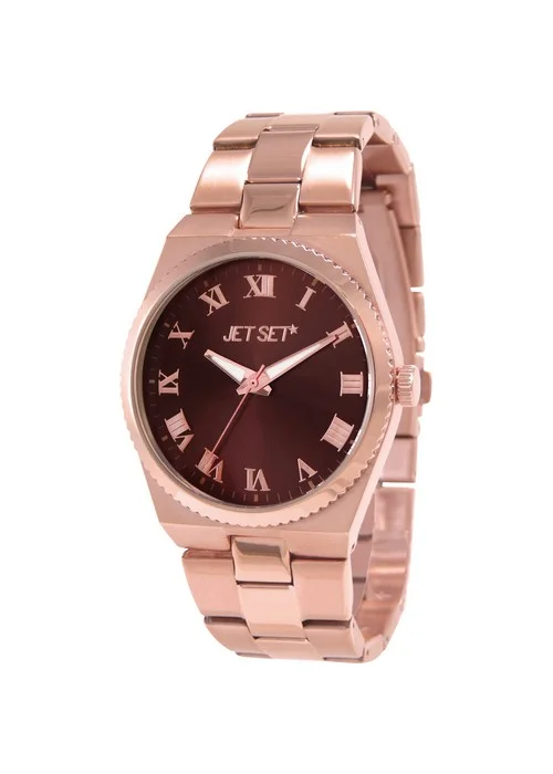 | Bracelet or rose - Boitier rose - Cadran marron