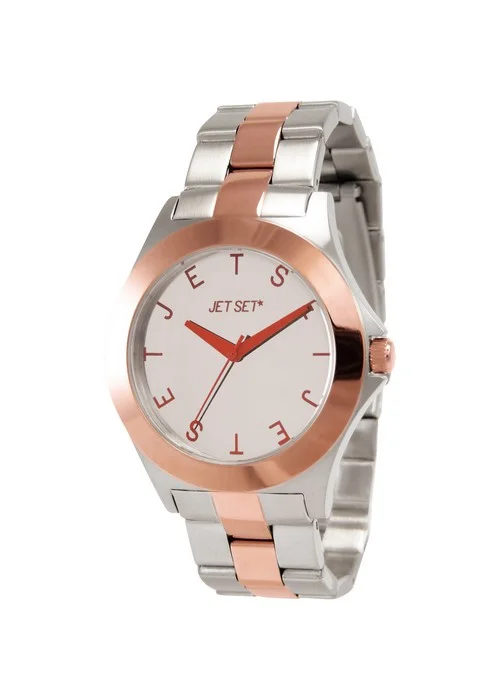 Jetset montre argent dore unexpected | Bracelet fusion doré argenté - Boitier argent - Cadran argent
