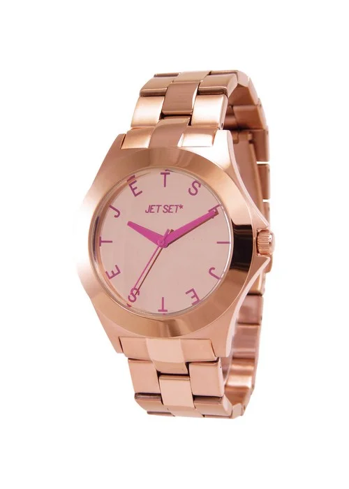Jetset montre tous rose unexpected | Bracelet or rose - Boitier or rose - Cadran rose