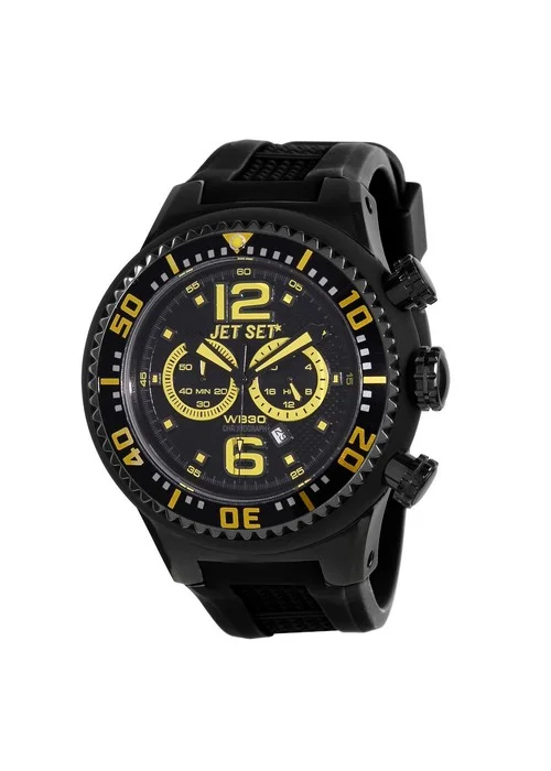 jetset montre homme bracelet noir J6328B-15 | Bracelet noir - Boitier noir - Cadran noir