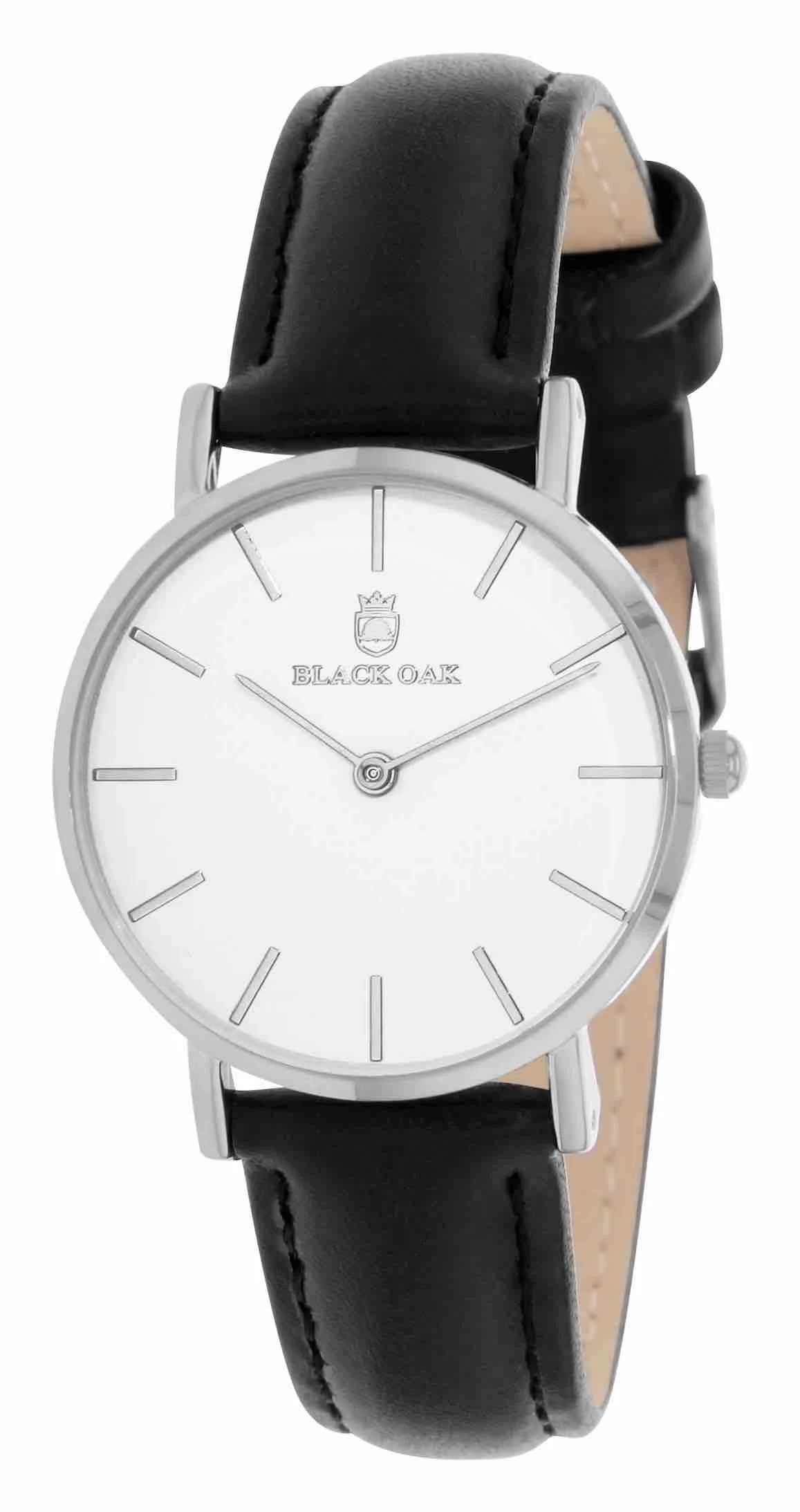 Black oak montre homme BX42002-201 | Bracelet noir - Boitier argenté - Cadran blanc