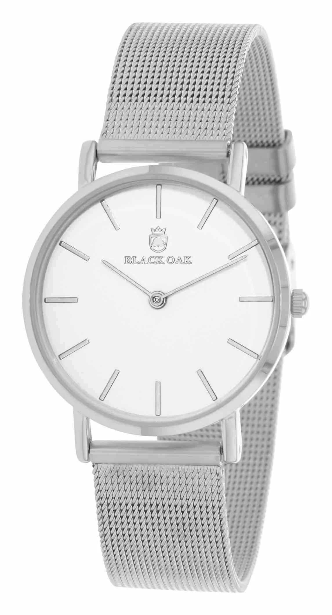 Black oak montre homme acier BX42004-201 | Bracelet argenté - Boitier argenté - Cadran blanc
