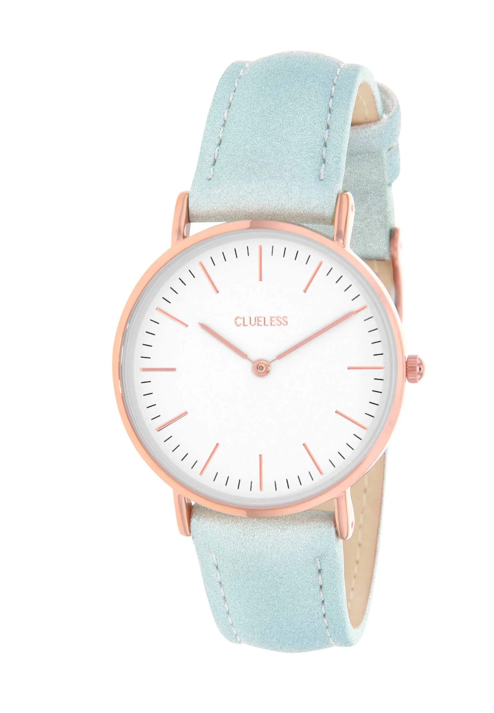 clueless montre femme bracelet irié or rose BCL10072-801 | Bracelet bleu clair - Boitier or rose - Cadran blanc