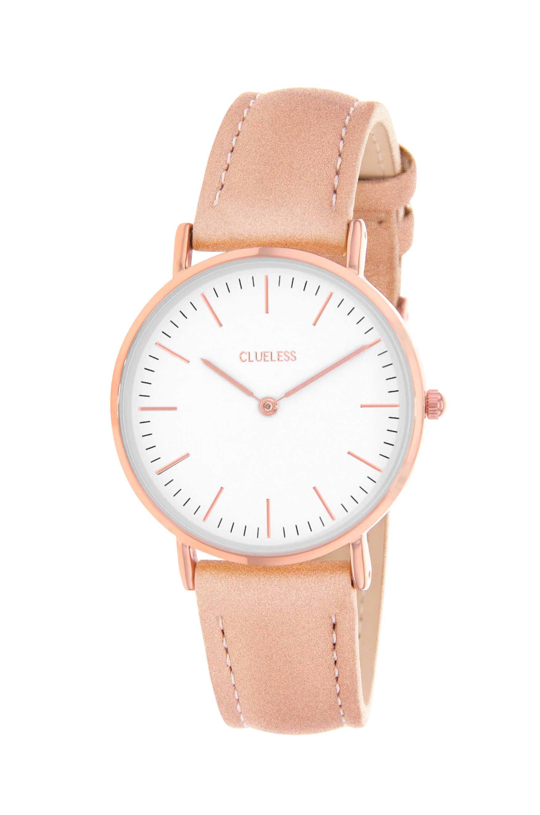 clueless montre femme bracelet irisé or rose BCL10072-800 | Bracelet cuivre rose - Boitier or rose - Cadran blanc