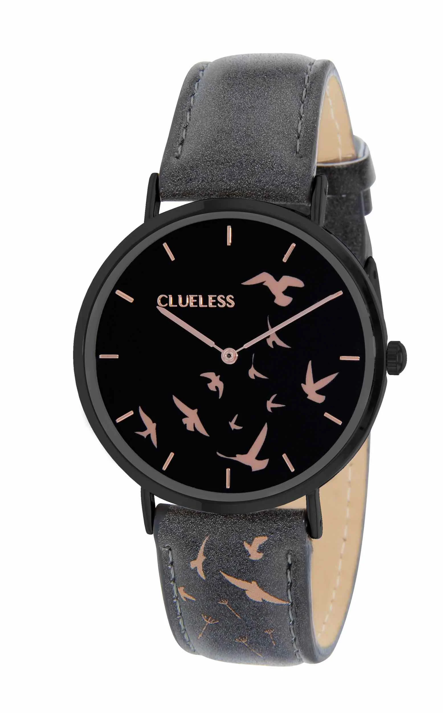 Clueless montre femme oiseaux BCL10062-001 | Bracelet noir - Boitier noir - Cadran noir