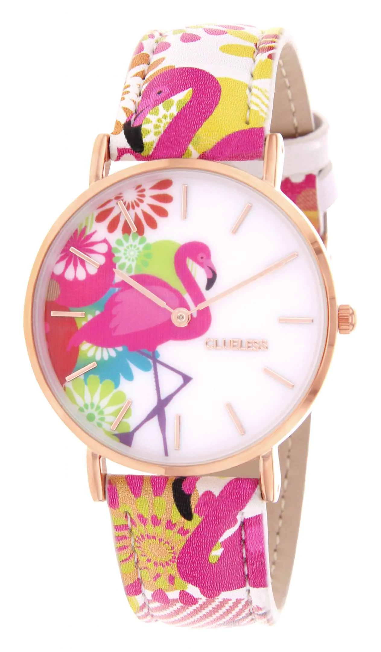 clueless montre femme flamingo BCL10031-014 | Bracelet mix - Boitier or rose - Cadran banc - 2