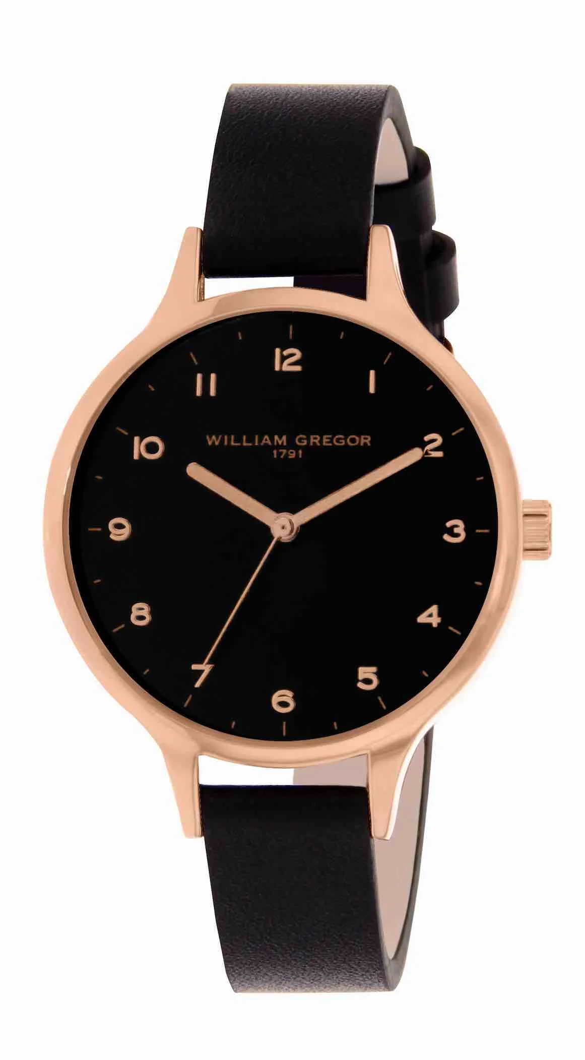 BWG0000-020 | Bracelet noir - Boitier or rose - Cadran noir