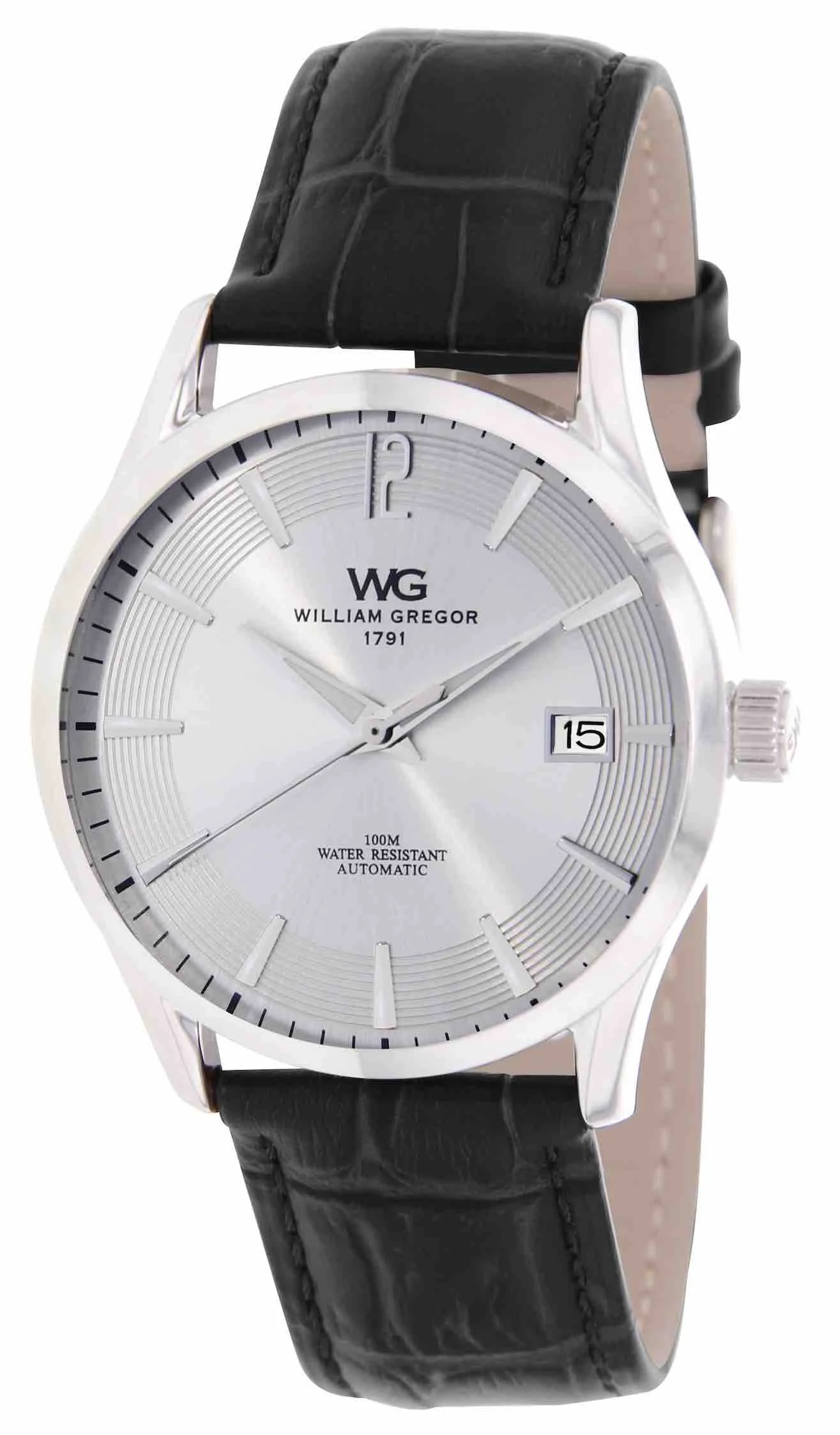 william_gregor_montre_homme_cuir_BWG30091_204.jpg | Bracelet: Noir - Boitier: Argent - Cadran: Blanc