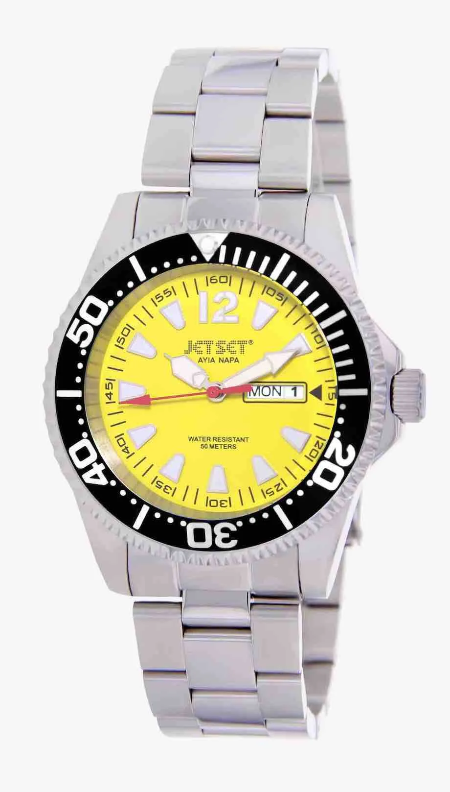 Jetset_montre_homme_metal_J7591_204.jpg | Bracelet metal - Boitier noir - Cadran jaune