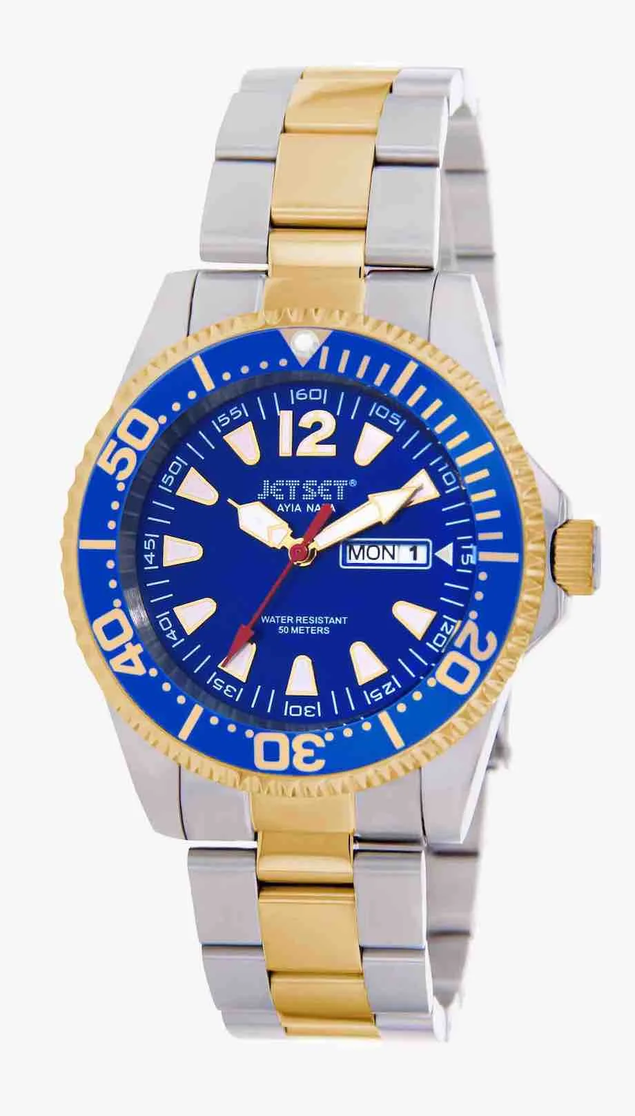 Jetset-montre-homme-metal-J7591-308 | Bracelet hybrid doree et metal - Boitier bleu - Cadran bleu