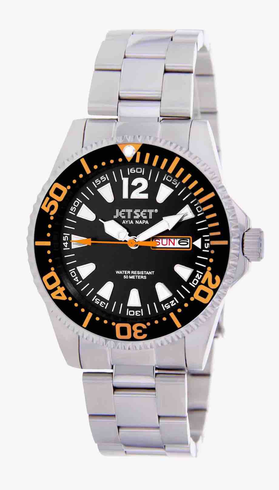 Jetset-montre-homme-metal-J7591-211 | Bracelet metal - Boitier noir - Cadran noir