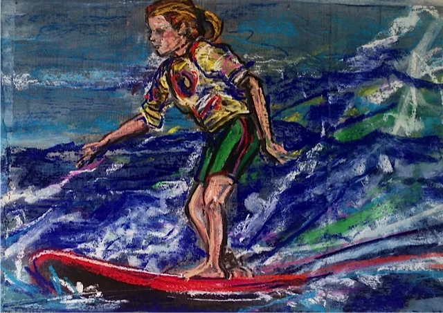 Hey Ma! Mixed media on paper, Private Collection