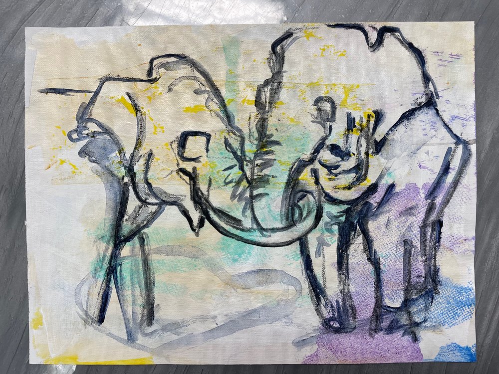 Elephant Hug 12 x 16"