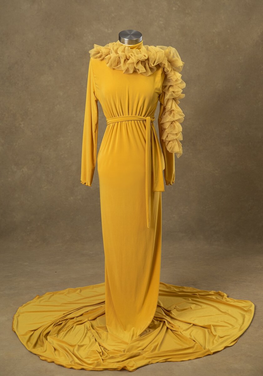 A04 - Yellow Maternity Dress, Size M/L