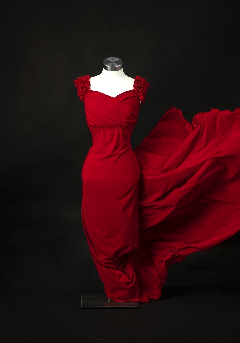 Long Red Maternity Dress, Size L