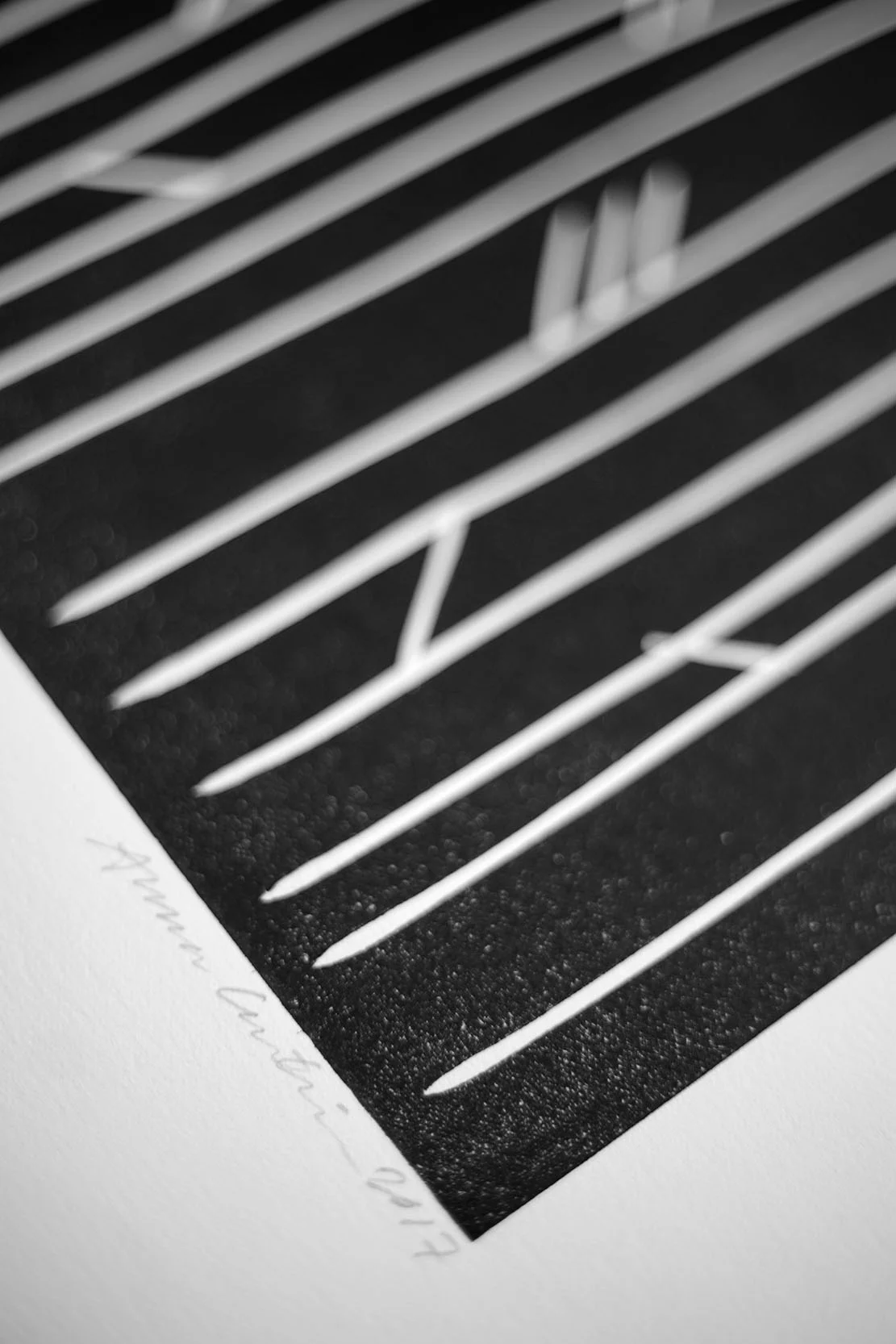 Linocut handmade artprint - In between - 50x70 cm