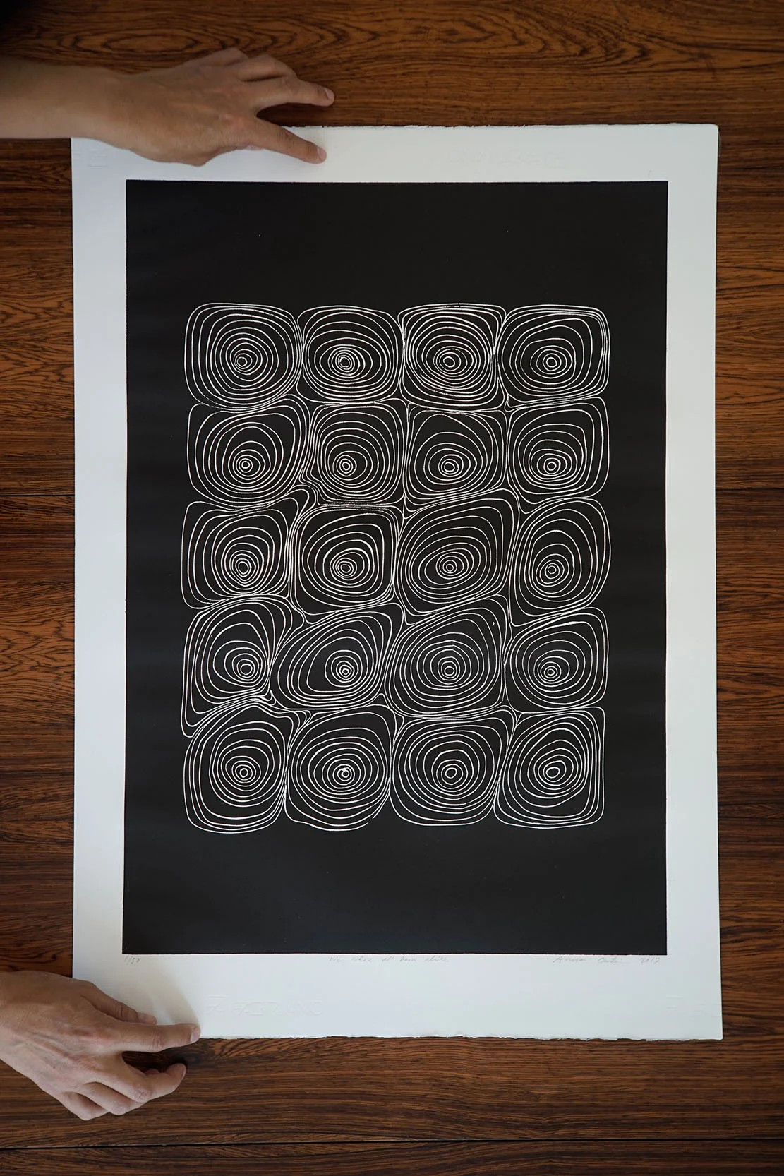 Linocut handmade artprint - We were all born alike - 50x70 cm