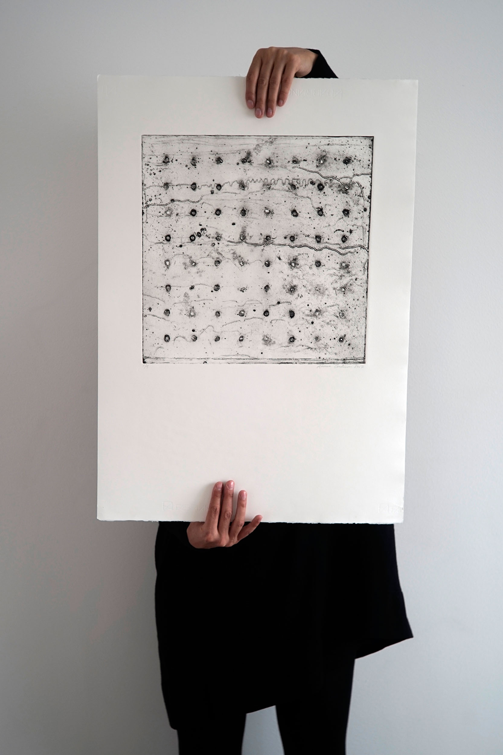 Collagraph handmade artprint - Falling - 50x70 cm