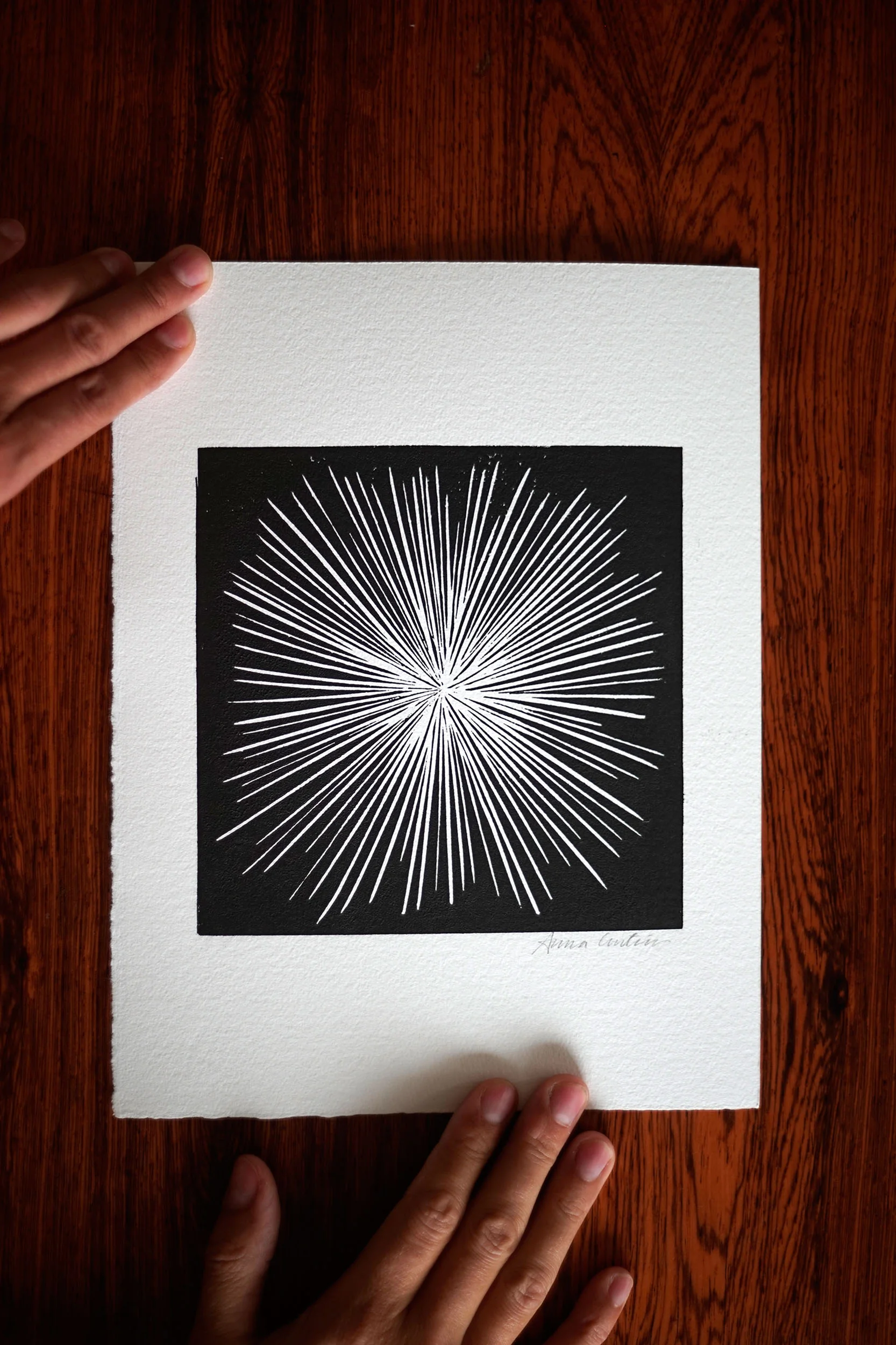 Linocut handmade artprint - Exploding - 20x30 cm