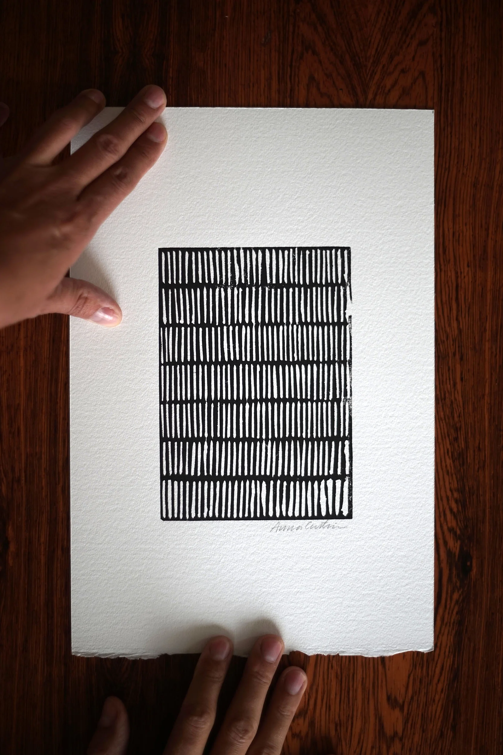 Linocut handmade artprint - I am repeating again - 20x30 cm