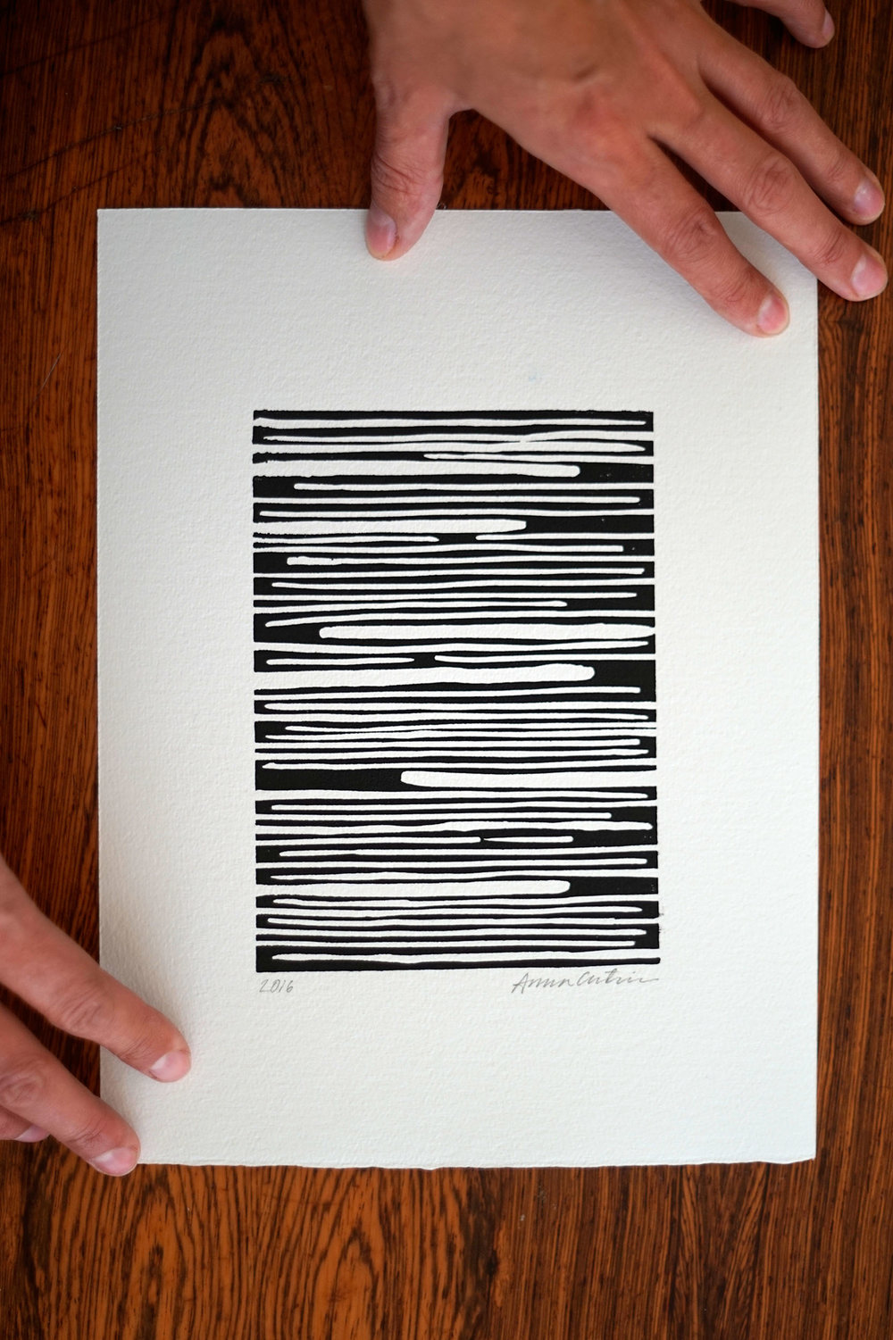Movement in balance, linocut print 20x30cm