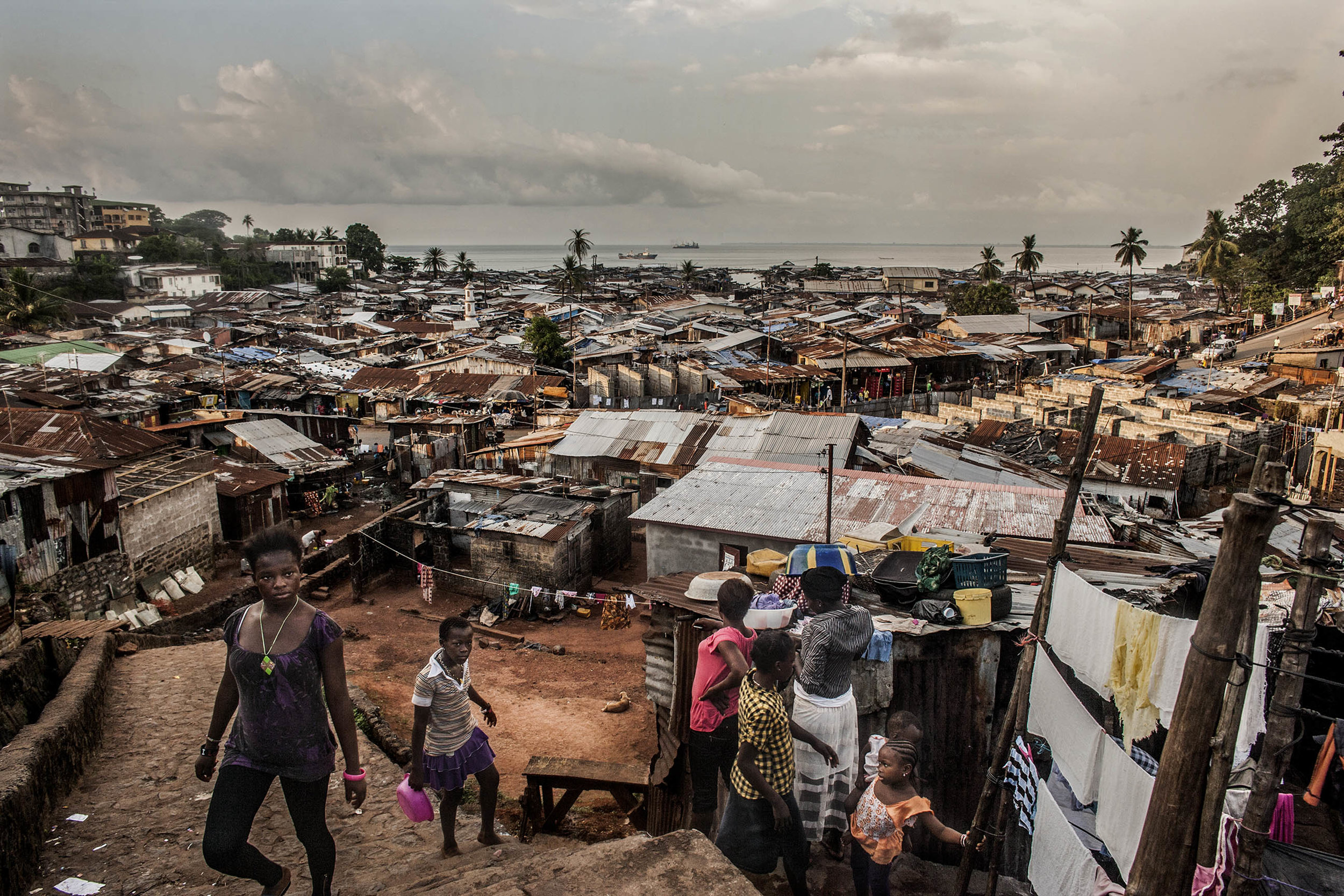  A look over the Kroo Bay neighborhood of Freetown, Sierra Leone. (Pete Muller/Prime for National Geographic) 