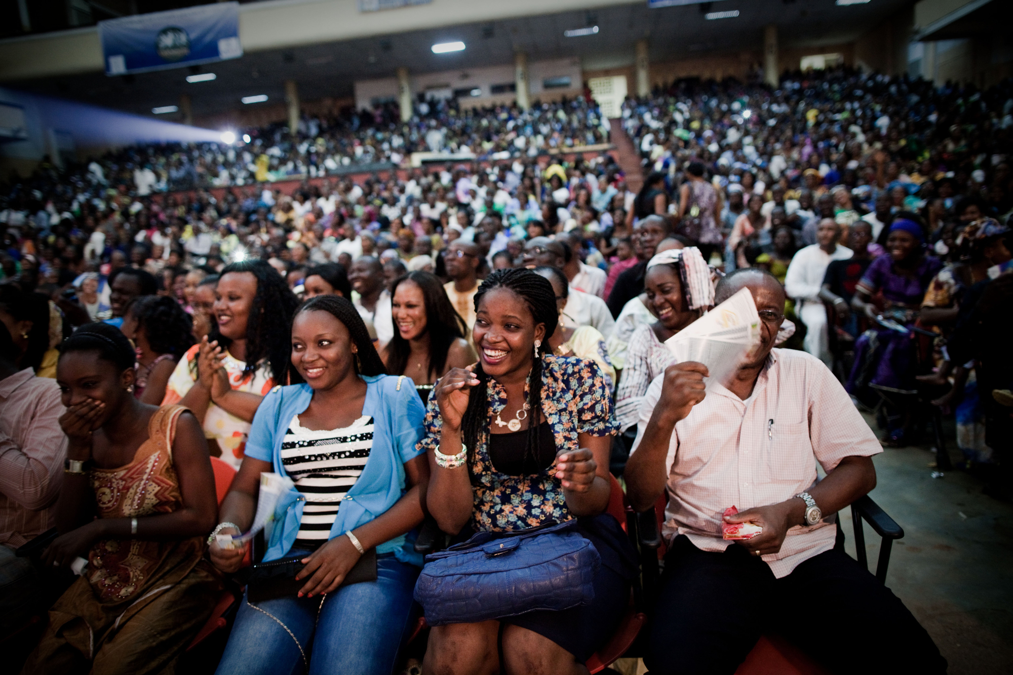  Bamako, Mali. SEPTEMBER 2013. A large crowd of men and women at a comedy show in Bamako, Mali. 

Summary: Mali, a predominantly Muslim country, has been known for it�s vibrant culture, rich ancient Islamic history, religious tolerance and joyful mus