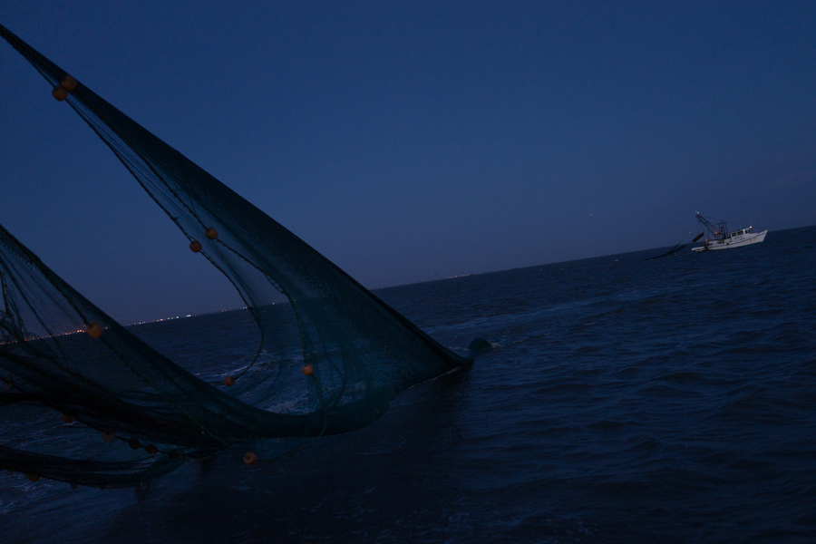 Shrimpers work the waters off the Texas coast. (Dominic Bracco II / Prime for WWF Magazine)
