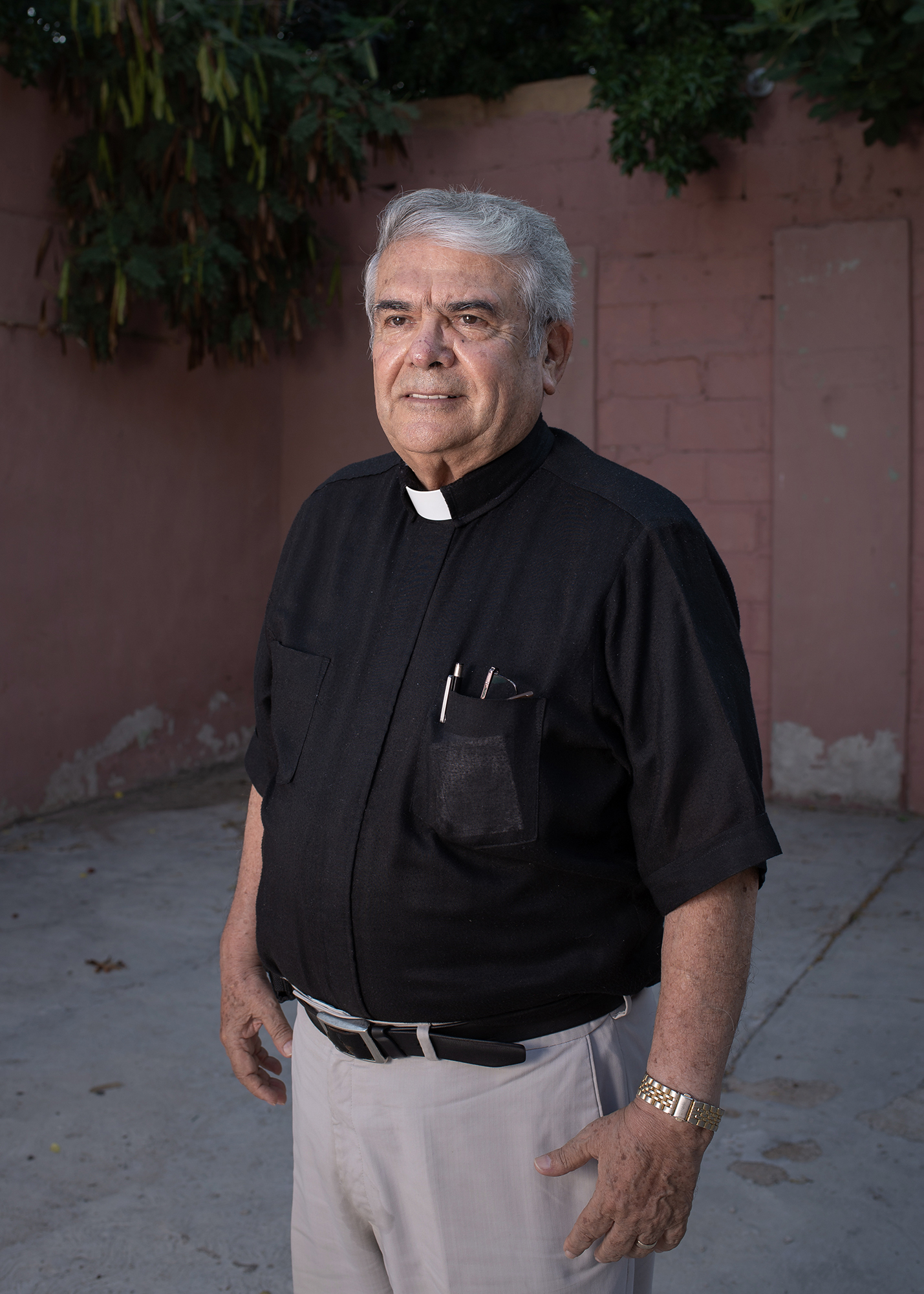  Portrait of priest Jose Guadalupe Valdes Alvarado, creator of "Casa del Migrante Frontera Digna" and the dining room for migrants. The priest has a strong commitment helping people who arrive at Piedras Negras after a hard road with the intention of